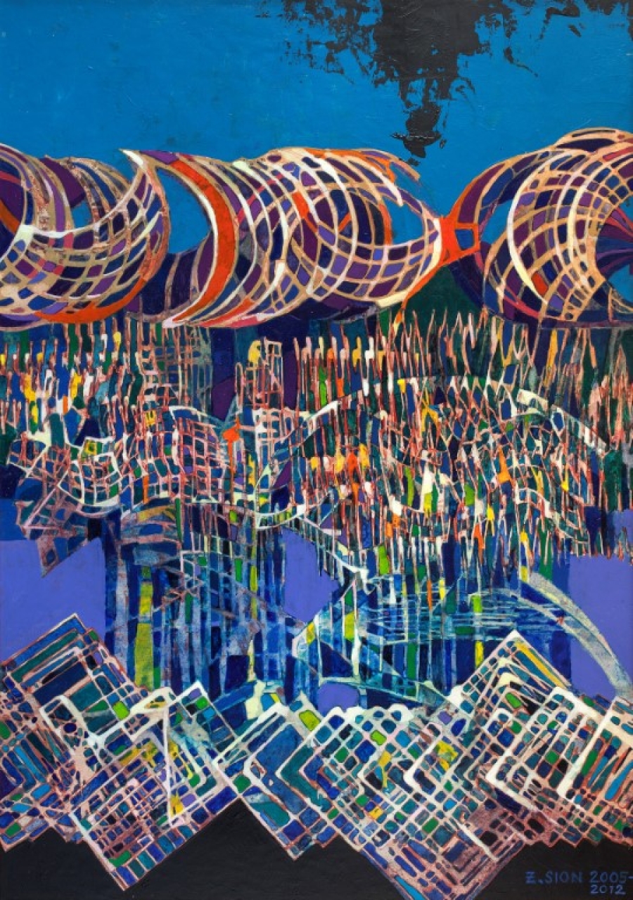 Zbyšek Sion: Proudění a kmitání, 2005-2012, akryl, sololit, 88 x 62 cm